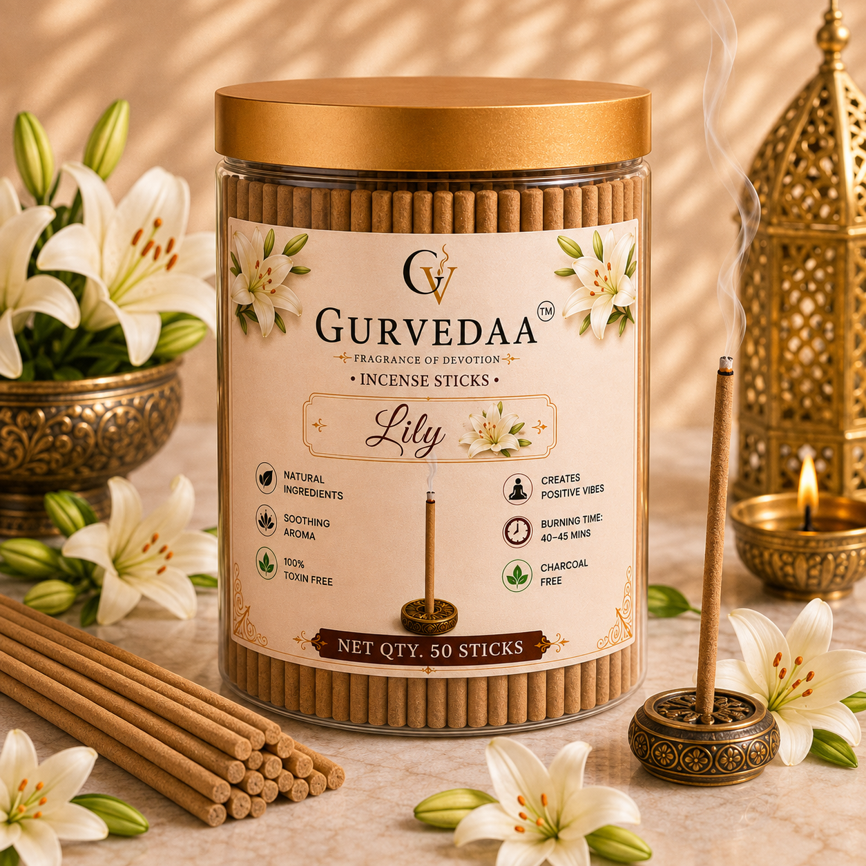 Premium Lily Incense Sticks- Pack of 50 sticks