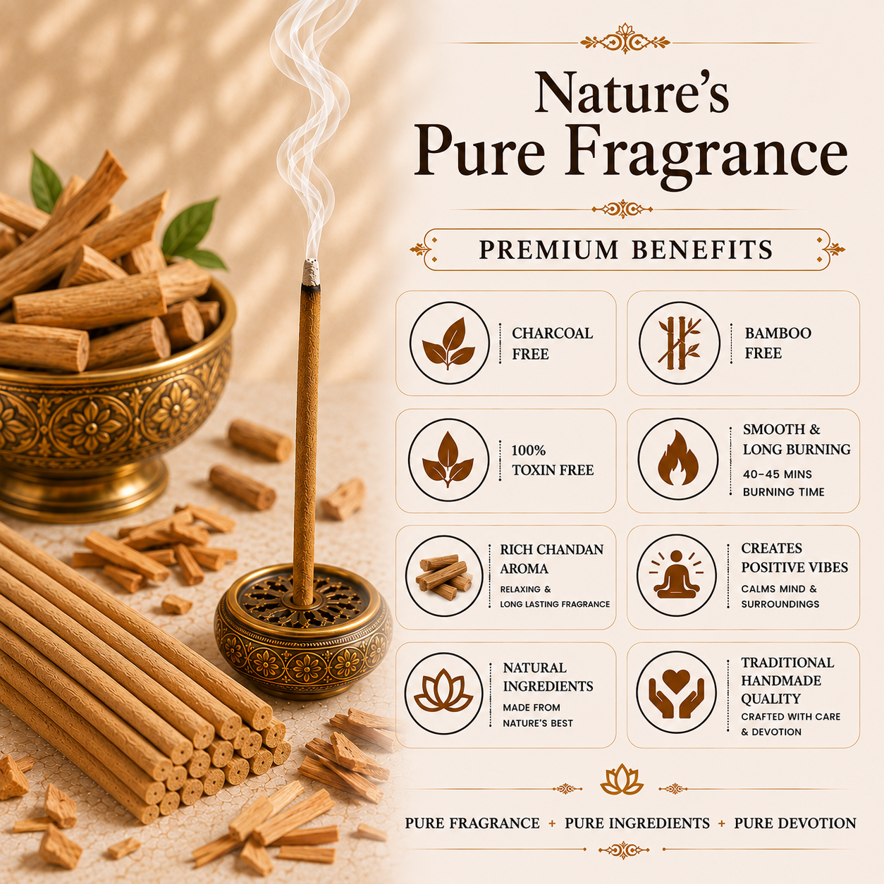 Sandalwood Incense Sticks- Pack of 50 sticks