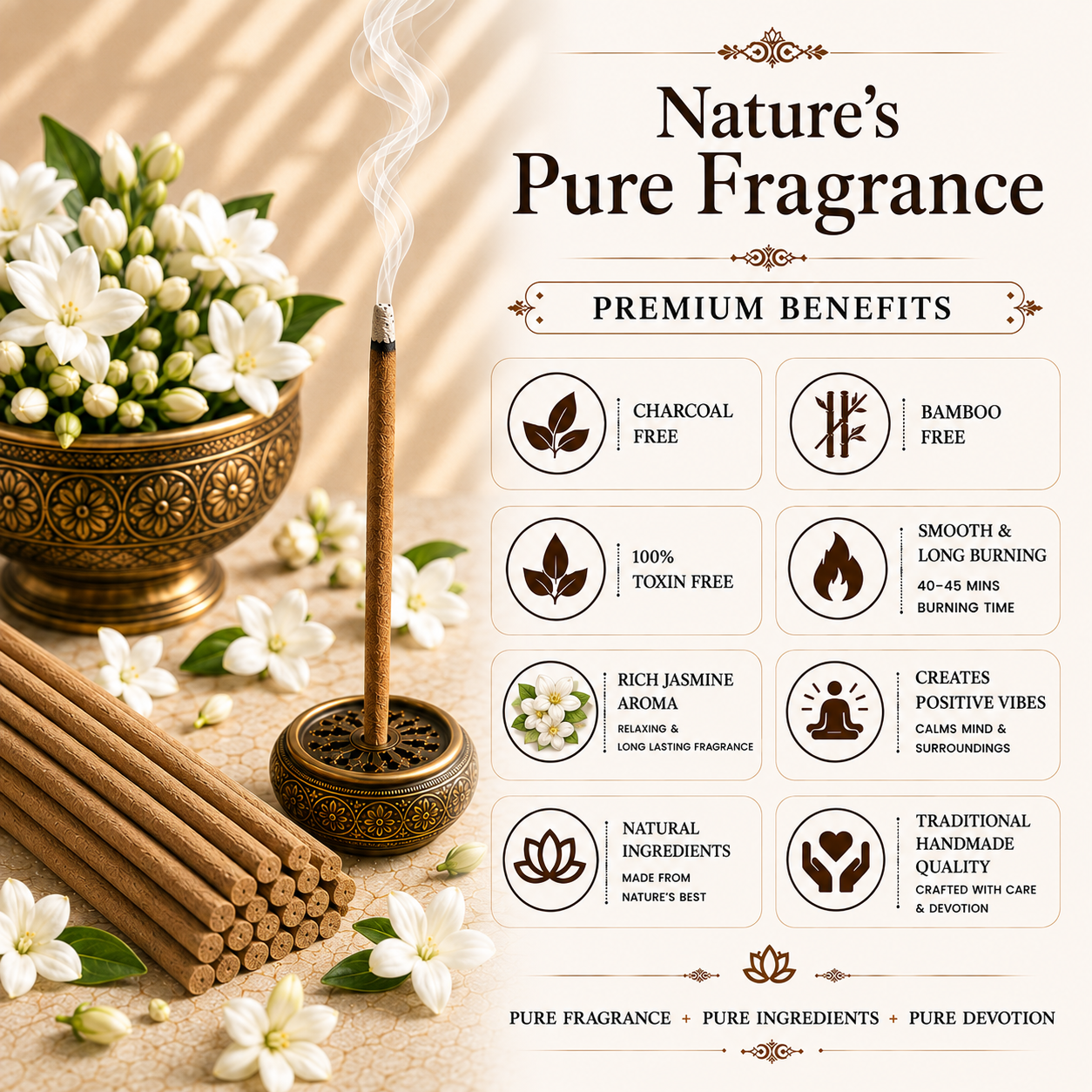 Jasmine Incense Sticks- Pack of 80 sticks