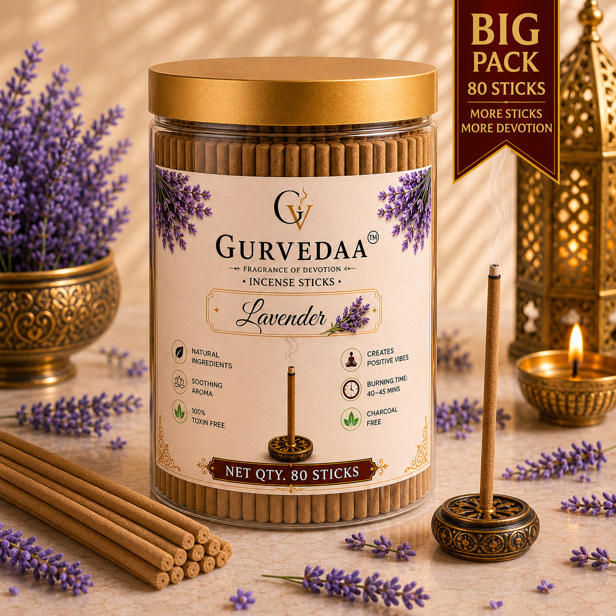 Lavender Incense Sticks- Pack of 80 sticks