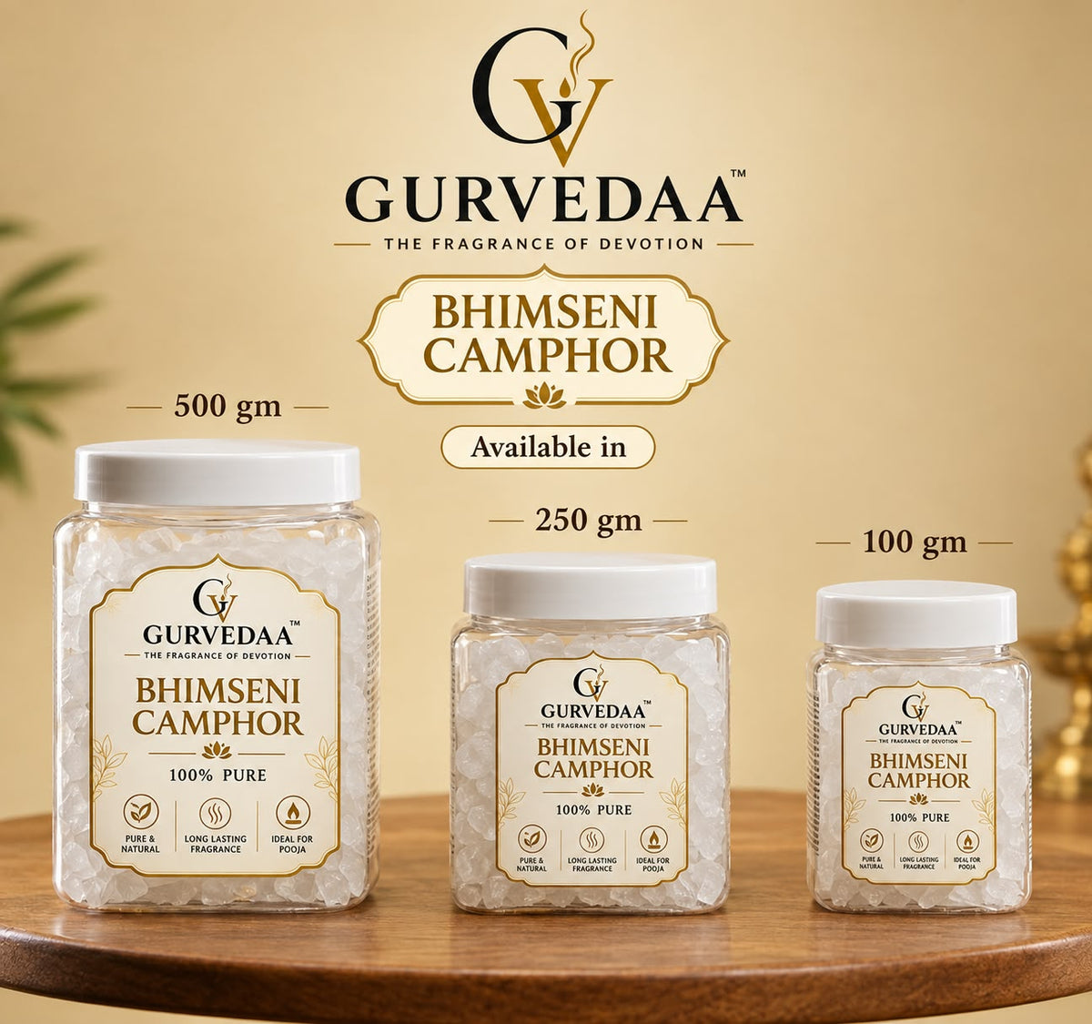 Gurvedaa Premium Bhimseni Kapoor (Camphor) | Pack Of 250gm |